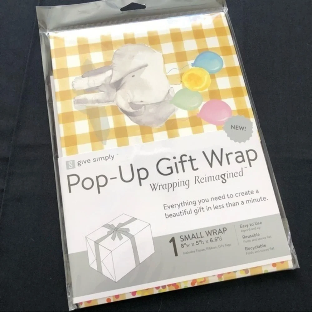 Gift Boxes for Baby Bundle of 3 --1 large 2 small Elephant & Balloons Plaid